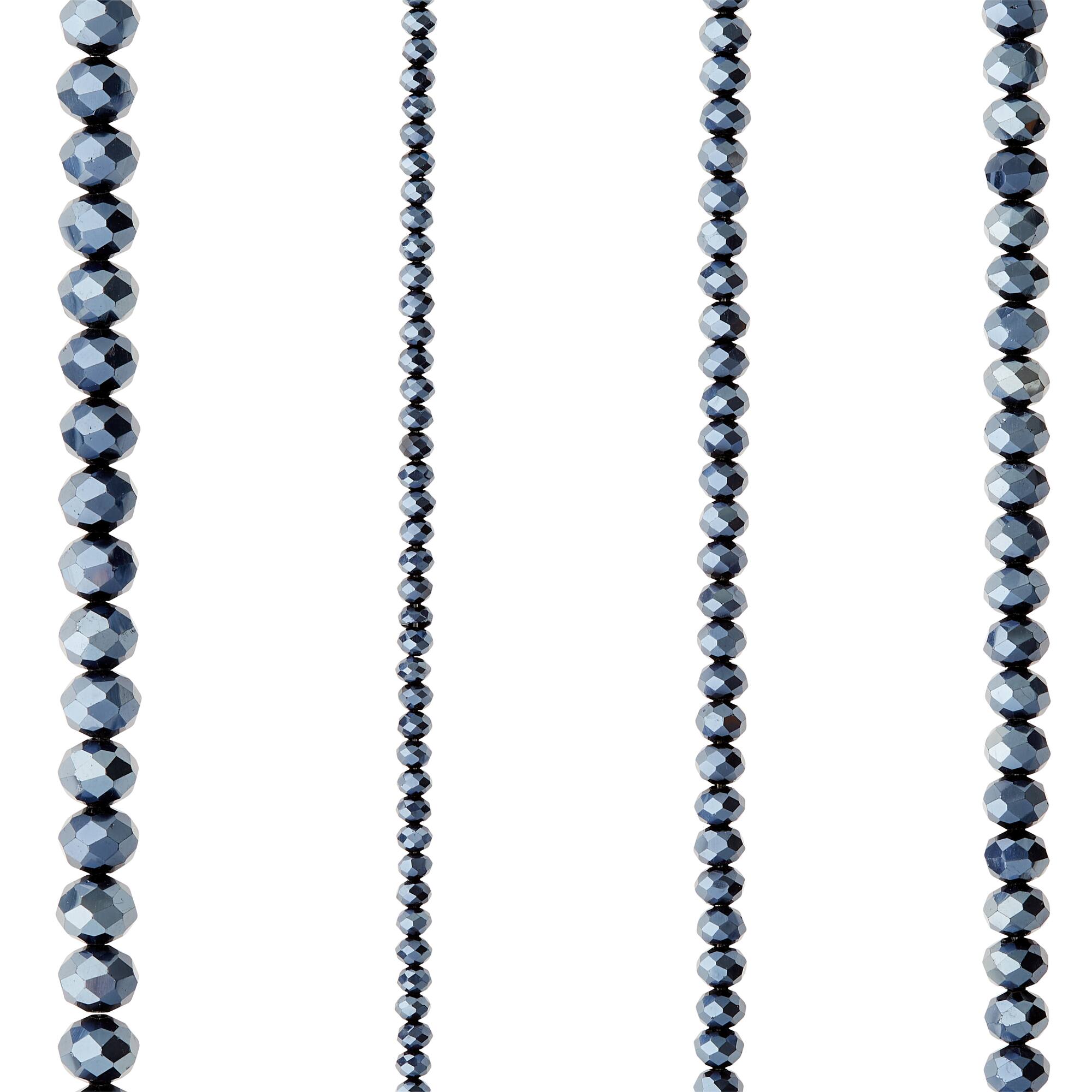 Black Faceted Glass Rondelle Bead Strings by Bead Landing™